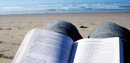 Reading on a beach