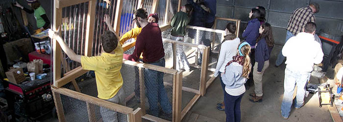 Students building a composting facility Students building a composting facility